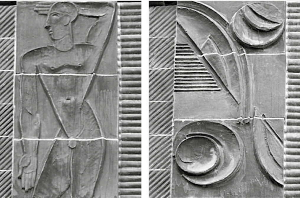 Façade reliefs on a residential row